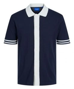 Jack & Jones Polo Halbarm JORSANTINO KNIT POLO SS EX1 23, Navy Blazer/KNIT FIT