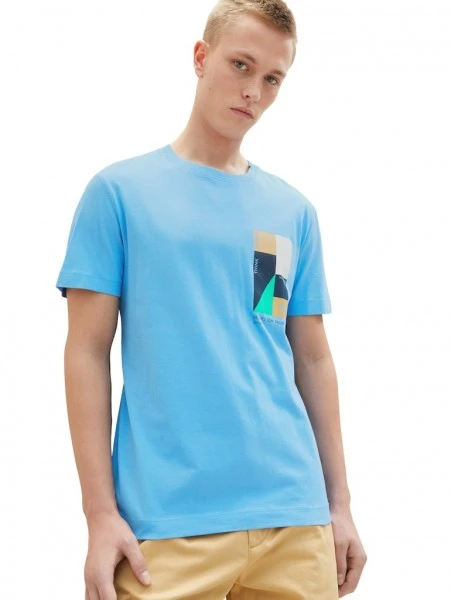 TOM TAILOR Denim T-Shirt Halbarm Printed T-shirt, Rainy Sky Blue 2 TOM TAILOR Denim T-Shirt Halbarm Printed T-shirt, Rainy Sky Blue – Bild 2