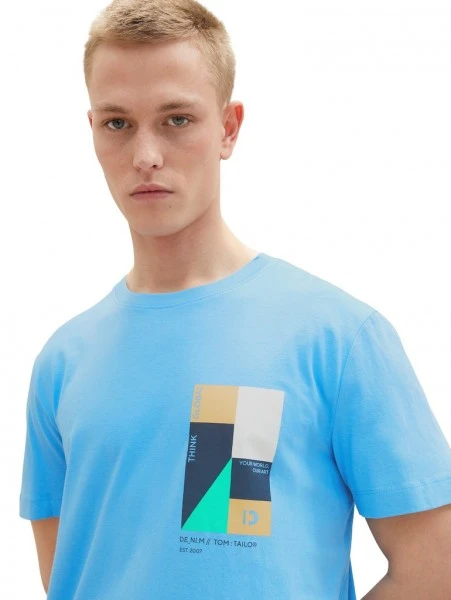 TOM TAILOR Denim T-Shirt Halbarm Printed T-shirt, Rainy Sky Blue 3 TOM TAILOR Denim T-Shirt Halbarm Printed T-shirt, Rainy Sky Blue – Bild 3