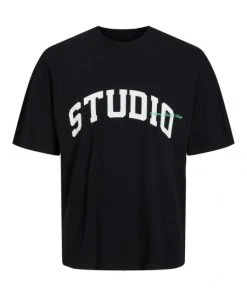 Jack & Jones T-Shirt Halbarm JORBRINK STUDIO TEE SS CREW NECK, Black
