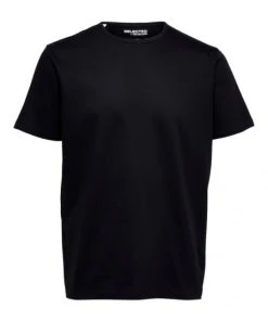 Selected T-Shirt Halbarm SLHFRANK MERC SS O-NECK TEE B, Black