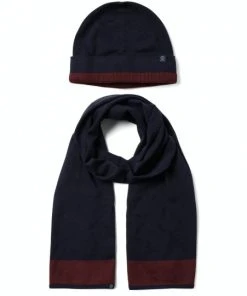 Tom Tailor Mütze Christmas Set Of Scarf And Hat, Knitted Navy Melange Blue