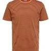 Selected T-Shirt Halbarm SLHNORMAN STRIPE SS O-NECK TEE W NO, Bombay Brown/Black