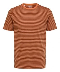 Selected T-Shirt Halbarm SLHNORMAN STRIPE SS O-NECK TEE W NO, Bombay Brown/Black