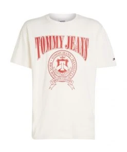 Tommy Jeans T-Shirt Halbarm TJM RLXD VARSITY LOGO TEE, WHITE