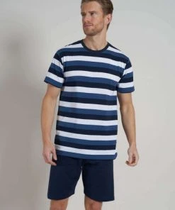 CECEBA Shorty Shorty, Rundhals, Blau-mittel-Ringel