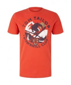 Tom Tailor T-Shirt Halbarm Printed T-shirt, Molten Lava Red