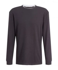 TOM TAILOR Denim T-Shirt Langarm Relaxed Structured Longsleeve, Coal Grey