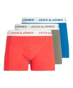 Jack & Jones Pant -JACDANIEL TRUNKS 3 PACK, Fiery Red/Classic Blue - Forest Nig