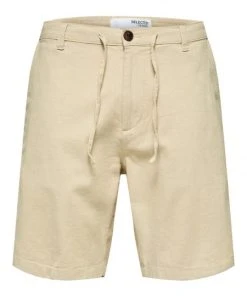 Selected Bermuda SLHCOMFORT-BRODY LINEN SHORTS W NOO, Incense/MIXED W. OATMEAL