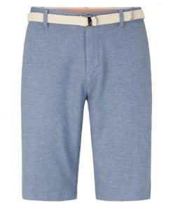 Tom Tailor Hose Slim Chino Bermuda With Belt, Chambray Blue Dobby