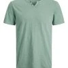 Jack & Jones T-Shirt Halbarm JJESPLIT NECK TEE SS NOOS, Granite Green