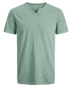 Jack & Jones T-Shirt Halbarm JJESPLIT NECK TEE SS NOOS, Granite Green