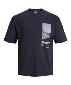 Jack & Jones T-Shirt Halbarm JCOHUNT PHOTO TEE SS CREW NECK, Black