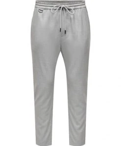 Only & Sons Hose ONSLINUS TAP CROP WOVEN 4459 PANT, Light Grey Melange