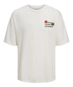 Jack & Jones T-Shirt Halbarm JORBE KIND VIGGIS TEE FT EX1 23, Moonbeam/BE KIND VEGGIES