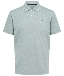 Selected Polo Halbarm SLHAZE SS POLO W NOOS, Medium Grey Melange