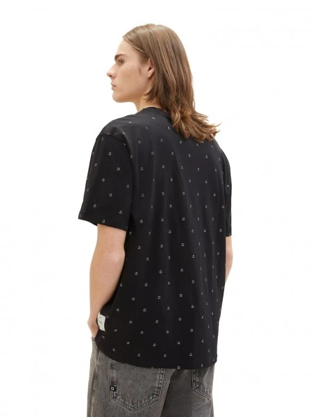 TOM TAILOR Denim T-Shirt Halbarm Relaxed Printed T-shirt, Black Smiley Print 4 TOM TAILOR Denim T-Shirt Halbarm Relaxed Printed T-shirt, Black Smiley Print – Bild 4