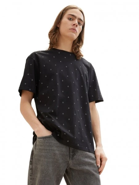 TOM TAILOR Denim T-Shirt Halbarm Relaxed Printed T-shirt, Black Smiley Print 2 TOM TAILOR Denim T-Shirt Halbarm Relaxed Printed T-shirt, Black Smiley Print – Bild 2