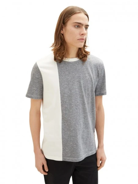 TOM TAILOR Denim T-Shirt Halbarm Cutline Mini Stripe T-shirt, Placid Green 5 TOM TAILOR Denim T-Shirt Halbarm Cutline Mini Stripe T-shirt, Placid Green – Bild 5