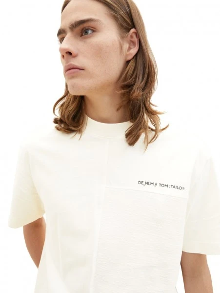 TOM TAILOR Denim T-Shirt Halbarm Relaxed Cutline T-shirt, Wool White 6 TOM TAILOR Denim T-Shirt Halbarm Relaxed Cutline T-shirt, Wool White – Bild 6