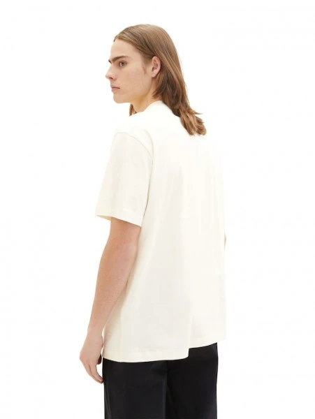 TOM TAILOR Denim T-Shirt Halbarm Relaxed Cutline T-shirt, Wool White 4 TOM TAILOR Denim T-Shirt Halbarm Relaxed Cutline T-shirt, Wool White – Bild 4