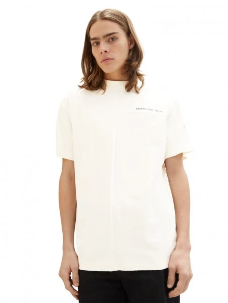 TOM TAILOR Denim T-Shirt Halbarm Relaxed Cutline T-shirt, Wool White 2 TOM TAILOR Denim T-Shirt Halbarm Relaxed Cutline T-shirt, Wool White – Bild 2