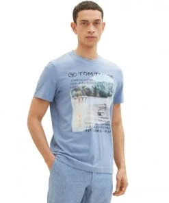 Tom Tailor T-Shirt Halbarm Photoprint Crewneck T-shirt, Greyish Mid Blue -Lloyd Gürtel Shop b82ad861 9336 4886 a814 a32c4c1b8078 600x600