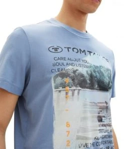 Tom Tailor T-Shirt Halbarm Photoprint Crewneck T-shirt, Greyish Mid Blue -Lloyd Gürtel Shop b82ad861 9336 4886 a814 a32c581a047b 600x600