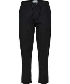 Selected Hose SLHSLIMTAPE-BRODY 172 LINEN PANTS N, Black
