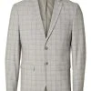 Selected Anzug Sakko SLHSLIM-LIAM LT GREY CHK BLZ FLEX B, Light Grey Melange/grey