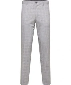 Selected Anzug Hose SLHSLIM-LIAM LT GREY CHK TRS FLEX B, Light Grey Melange/grey