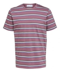 Selected T-Shirt Halbarm SLHBERTIE MERC STRIPE SS O-NECK TEE, Wistful Mauve