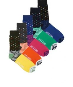 Jack & Jones Strümpfe JACSTRIPE BLOCK DOT SOCKS 5 PACK, Surf The Web/Jolly Green - Pink Yar
