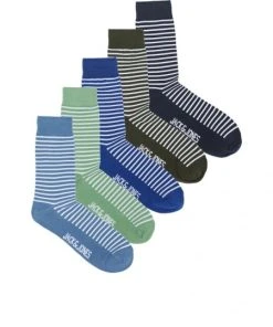 Jack & Jones Strümpfe JACKAI STRIPE SOCKS 5 PACK, Surf The Web/Absinthe Green - Kombu