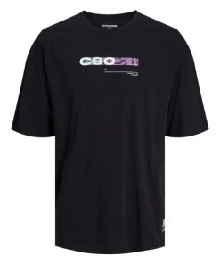 Jack & Jones T-Shirt Halbarm JCOSNAKE TEE SS CREW NECK, Black