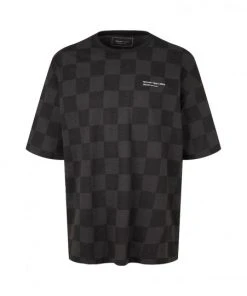 TOM TAILOR Denim T-Shirt Halbarm Oversized T-shirt, Black Check Print