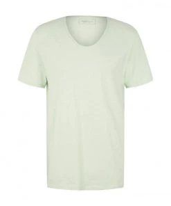 TOM TAILOR Denim T-Shirt Halbarm V-neck Ministripe T-shirt, Green White Fine Yd Stripe