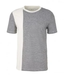 TOM TAILOR Denim T-Shirt Halbarm Cutline Mini Stripe T-shirt, Placid Green