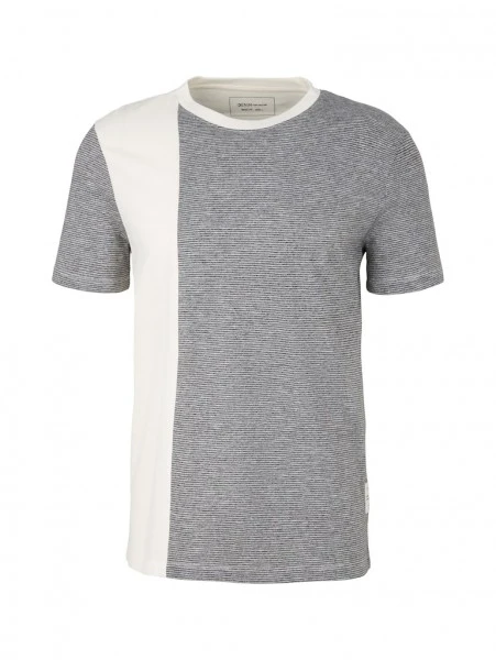 TOM TAILOR Denim T-Shirt Halbarm Cutline Mini Stripe T-shirt, Placid Green 1 TOM TAILOR Denim T-Shirt Halbarm Cutline Mini Stripe T-shirt, Placid Green