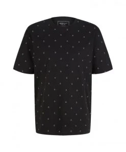 TOM TAILOR Denim T-Shirt Halbarm Relaxed Printed T-shirt, Black Smiley Print