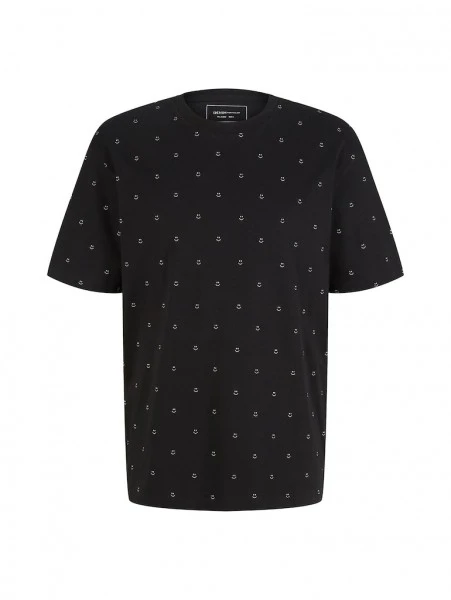 TOM TAILOR Denim T-Shirt Halbarm Relaxed Printed T-shirt, Black Smiley Print 1 TOM TAILOR Denim T-Shirt Halbarm Relaxed Printed T-shirt, Black Smiley Print