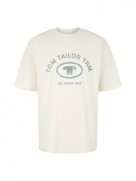 Tom Tailor T-Shirt Halbarm Relaxed Crewneck Logo T-shirt, Vintage Beige 1 Tom Tailor T-Shirt Halbarm Relaxed Crewneck Logo T-shirt, Vintage Beige