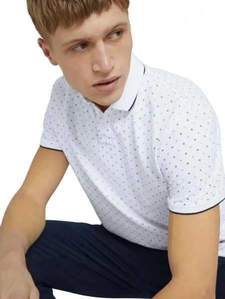 TOM TAILOR Denim Polo Halbarm Alloverprinted Polo, White Regular Dot Print 6 TOM TAILOR Denim Polo Halbarm Alloverprinted Polo, White Regular Dot Print – Bild 6