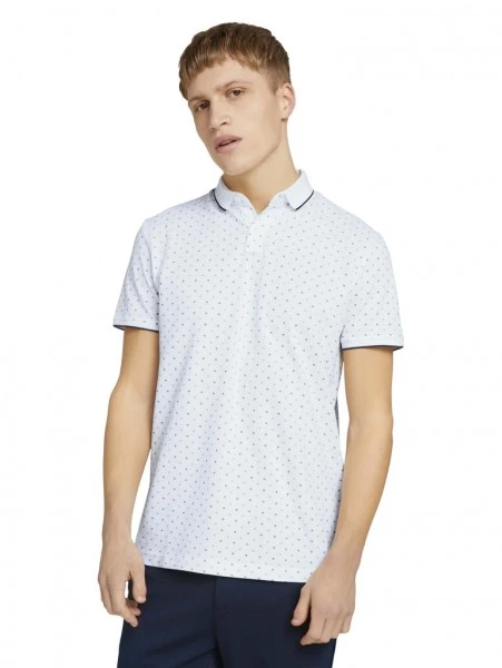 TOM TAILOR Denim Polo Halbarm Alloverprinted Polo, White Regular Dot Print 5 TOM TAILOR Denim Polo Halbarm Alloverprinted Polo, White Regular Dot Print – Bild 5