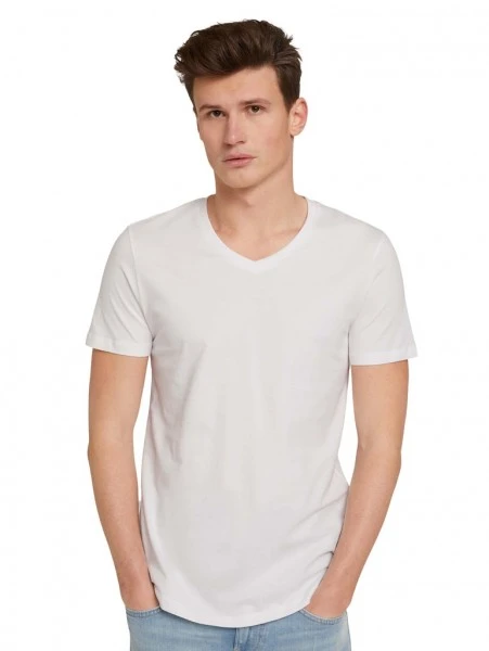 TOM TAILOR Denim T-Shirt Halbarm V-neck T-shirt, White 5 TOM TAILOR Denim T-Shirt Halbarm V-neck T-shirt, White – Bild 5
