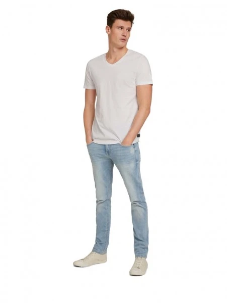 TOM TAILOR Denim T-Shirt Halbarm V-neck T-shirt, White 3 TOM TAILOR Denim T-Shirt Halbarm V-neck T-shirt, White – Bild 3