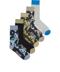 Jack & Jones Strümpfe JACEUGENE CAMO SOCKS 5 PACK, Olive Night/Asphalt - Navy Blazer -