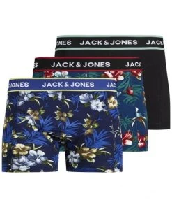 Jack & Jones Pant JACFLOWER TRUNKS 3 PACK.NOOS, Black/Bardaboes Cherry - Maritime B