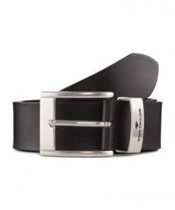 Tom Tailor Gürtel TTTOM Herren Ledergürtel Mit Rechte, Black Uni